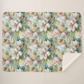 Pattern Elegant Magnolia Flowers Sherpa Deken (Voorkant (horizontaal))