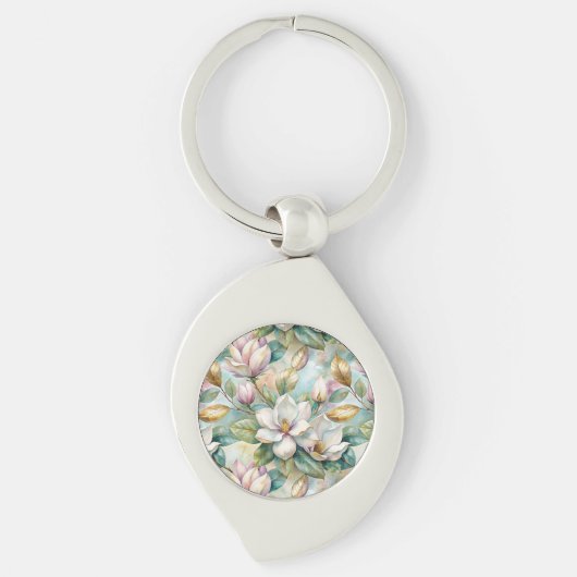Pattern Elegant Magnolia Flowers Sleutelhanger (Voorkant)