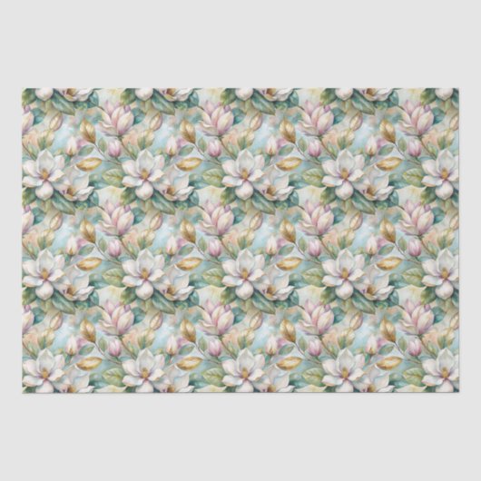 Pattern Elegant Magnolia Flowers Tissuepapier (Voorkant)