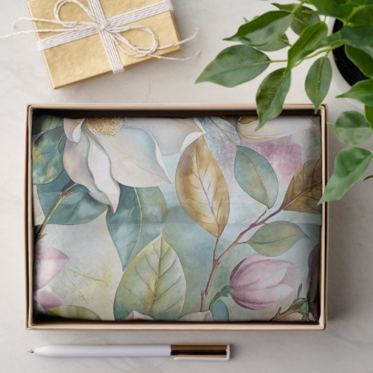 Pattern Elegant Magnolia Flowers Tissuepapier (Geschenk)