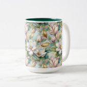 Pattern Elegant Magnolia Flowers Tweekleurige Koffiemok (Voorkant rechts)
