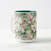 Pattern Elegant Magnolia Flowers Tweekleurige Koffiemok (Voorkant links)
