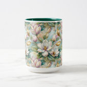 Pattern Elegant Magnolia Flowers Tweekleurige Koffiemok (Center)