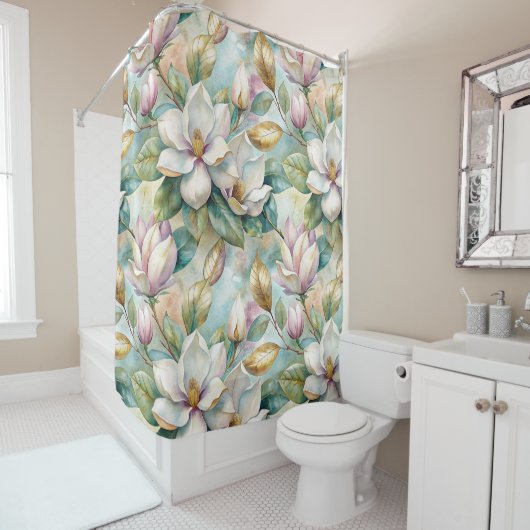 Pattern Elegant Magnolias Douchegordijn (In situ)