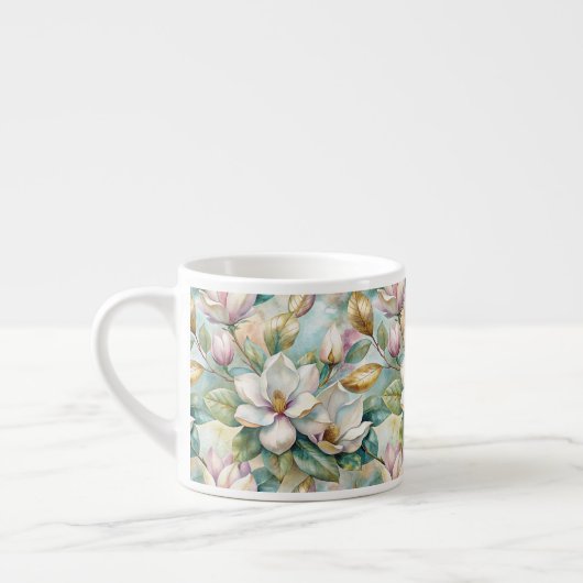 Pattern Elegant Magnolias Espresso Kop (Links)