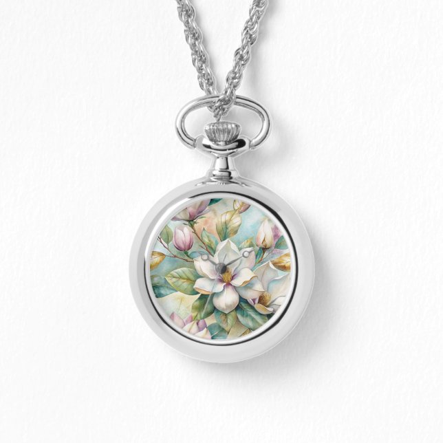 Pattern Elegant Magnolias Horloge (Voorkant)