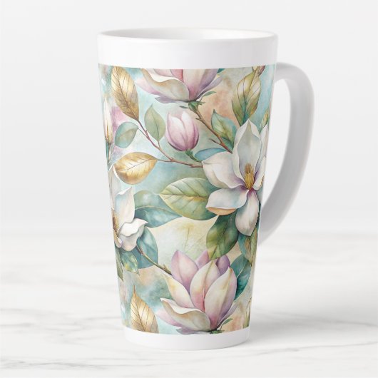 Pattern Elegant Magnolias Latte Mok (Rechterhoek)