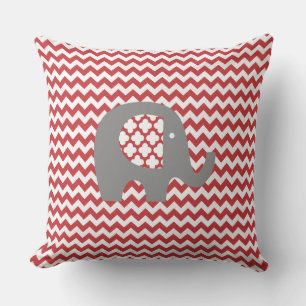 Pattern Elephant Red Chevron Stripe Buitenkussen