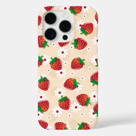 Pattern featuring strawberries and white flowers Case-Mate iPhone case (Achterkant)