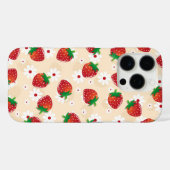Pattern featuring strawberries and white flowers Case-Mate iPhone case (Achterkant (horizontaal))