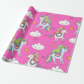 Pattern Funny Unicorn Cute Cadeaupapier (Uitgerold)
