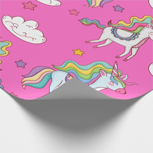Pattern Funny Unicorn Cute Cadeaupapier (Hoek)