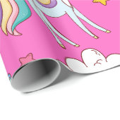 Pattern Funny Unicorn Cute Cadeaupapier (Rol Hoek)