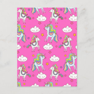 Pattern Funny Unicorn Cute Feestdagenkaart