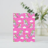 Pattern Funny Unicorn Cute Feestdagenkaart (Staand voorkant)