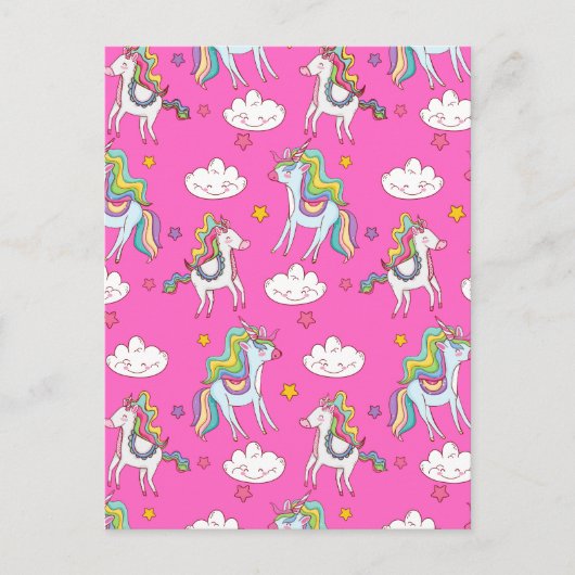 Pattern Funny Unicorn Cute Feestdagenkaart (Voorkant)