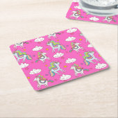 Pattern Funny Unicorn Cute Kartonnen Onderzetters (Schuin)