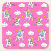 Pattern Funny Unicorn Cute Kartonnen Onderzetters (Voorkant)