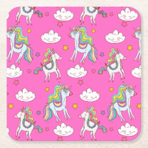 Pattern Funny Unicorn Cute Kartonnen Onderzetters