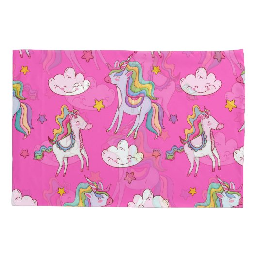 Pattern Funny Unicorn Cute Kussensloop (Achterkant-Links)