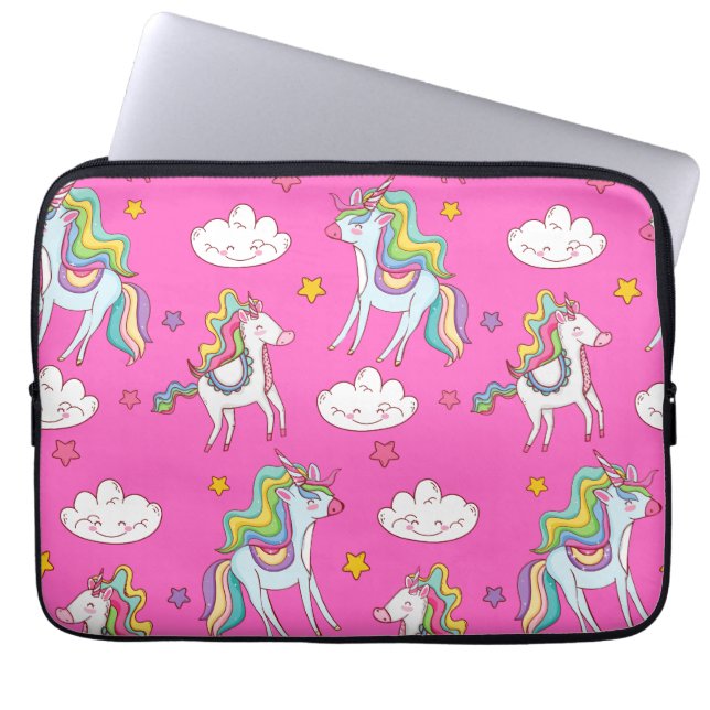 Pattern Funny Unicorn Cute Laptop Sleeve (Voorkant)