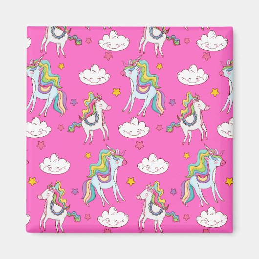 Pattern Funny Unicorn Cute Magneet (Voorkant)