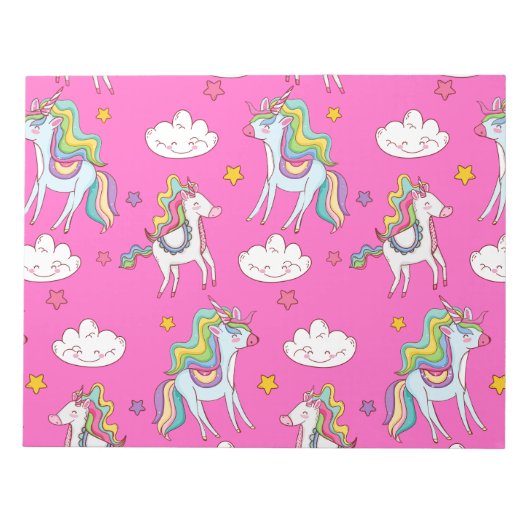 Pattern Funny Unicorn Cute Notitieblok (Voorkant)