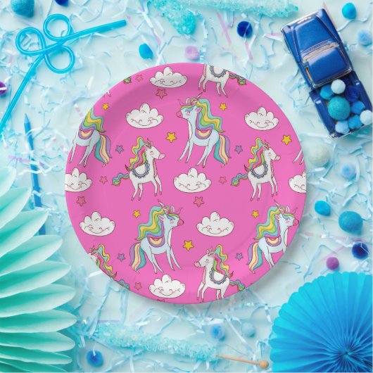 Pattern Funny Unicorn Cute Papieren Bordje (Feest)