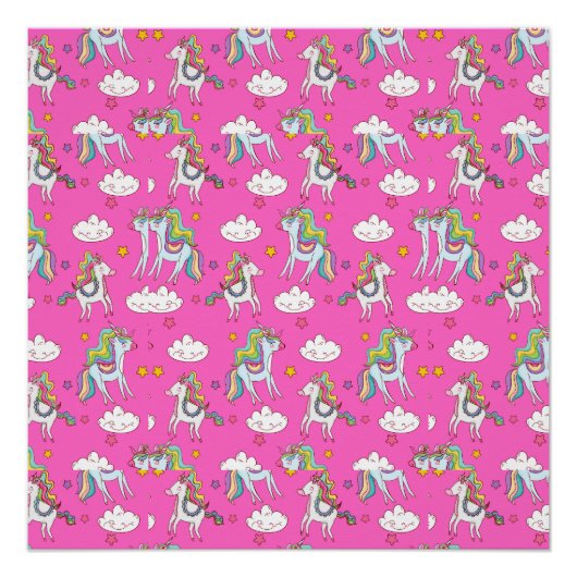 Pattern Funny Unicorn Cute Perfect Poster (Voorkant)