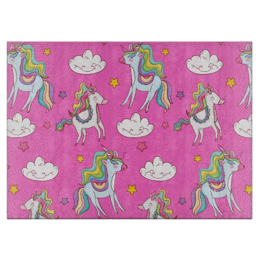 Pattern Funny Unicorn Cute Snijplank (Voorkant)