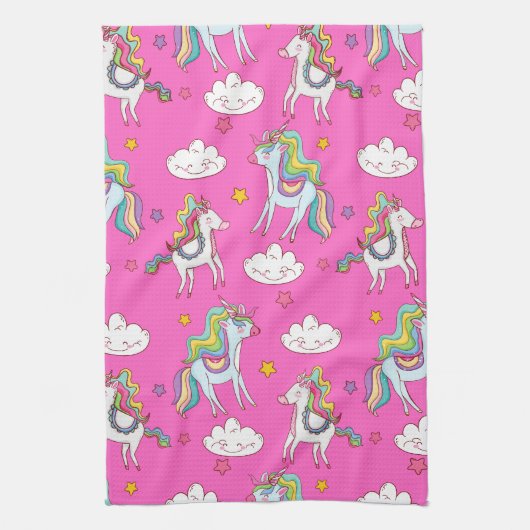 Pattern Funny Unicorn Cute Theedoek (Verticaal)