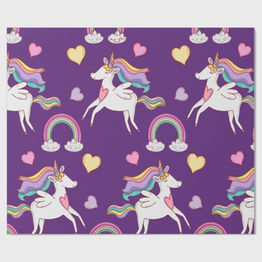 Pattern Funny Unicorn Magic Horse Cute Cadeaupapier (Vlak)