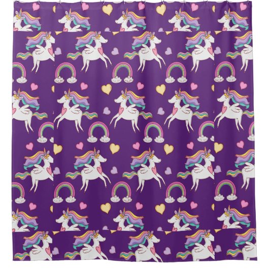 Pattern Funny Unicorn Magic Horse Cute Douchegordijn (Voorkant)