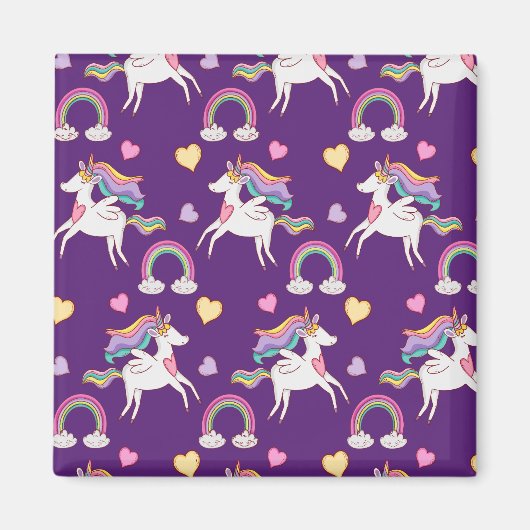 Pattern Funny Unicorn Magic Horse Cute Magneet (Voorkant)