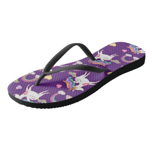 Pattern Funny Unicorn Magic Horse Cute Teenslippers (Schuin)