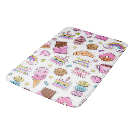 Pattern Funny Unicorn Magic Rainbow Cute Badmat (Gekanteld)