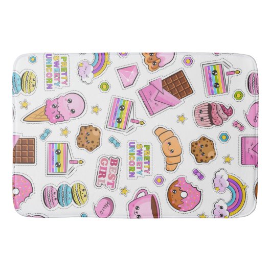 Pattern Funny Unicorn Magic Rainbow Cute Badmat (Voorkant)