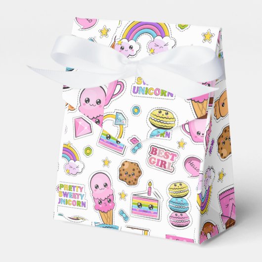 Pattern Funny Unicorn Magic Rainbow Cute Bedankdoosjes (Voorkant Zijde)