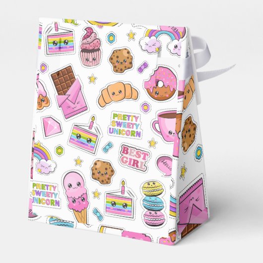 Pattern Funny Unicorn Magic Rainbow Cute Bedankdoosjes (Achterkant)