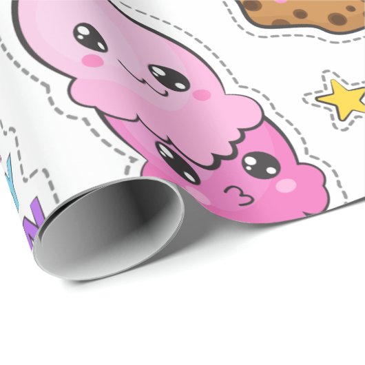 Pattern Funny Unicorn Magic Rainbow Cute Cadeaupapier (Rol Hoek)