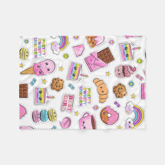 Pattern Funny Unicorn Magic Rainbow Cute Fleece Deken (Voorkant (Horizontaal))