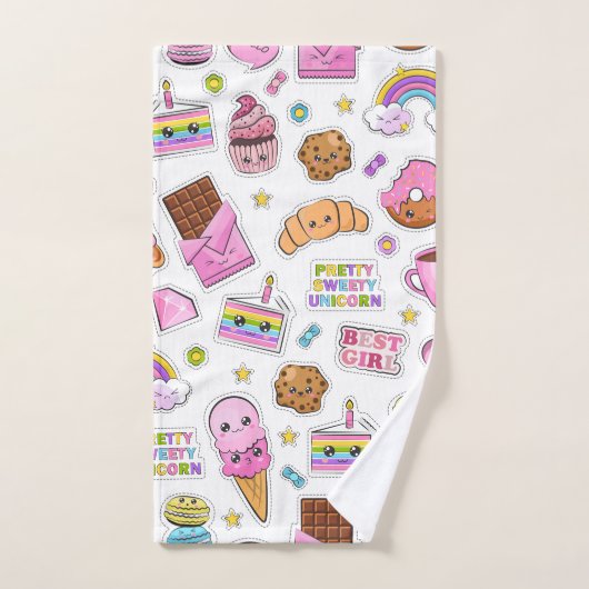 Pattern Funny Unicorn Magic Rainbow Cute Handdoek (Handdoek)