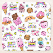 Pattern Funny Unicorn Magic Rainbow Cute Kartonnen Onderzetters (Voorkant)