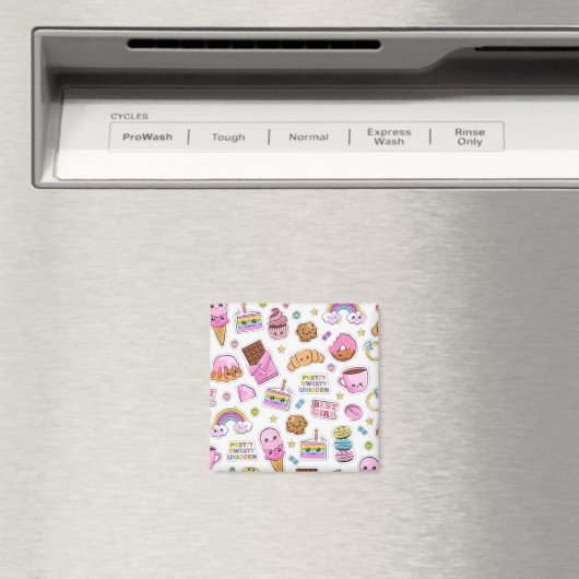 Pattern Funny Unicorn Magic Rainbow Cute Magneet (Insitu (Vaatwasser))