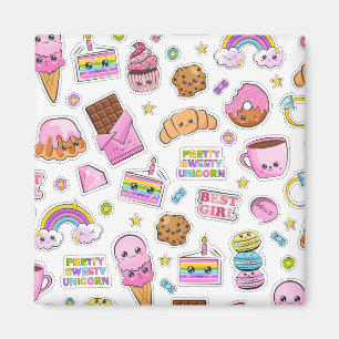 Pattern Funny Unicorn Magic Rainbow Cute Magneet