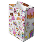 Pattern Funny Unicorn Magic Rainbow Cute Medium Cadeauzakje (Voorkant Gekanteld)