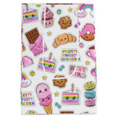 Pattern Funny Unicorn Magic Rainbow Cute Medium Cadeauzakje (Achterkant)