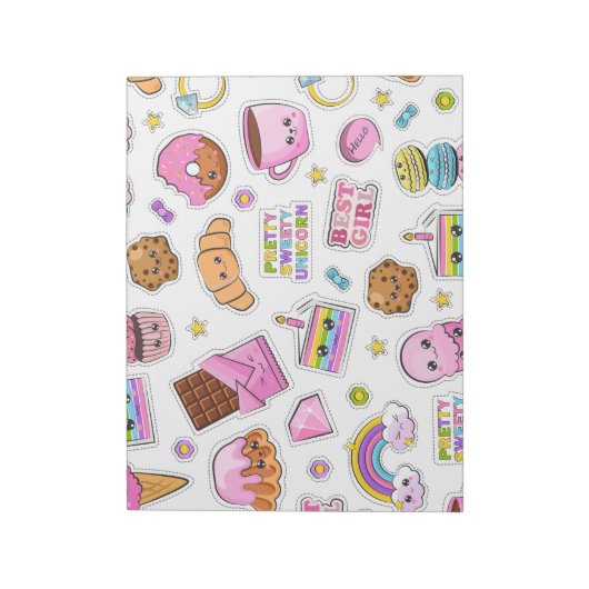 Pattern Funny Unicorn Magic Rainbow Cute Notitieblok (Linkerzijde)