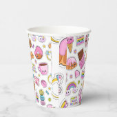 Pattern Funny Unicorn Magic Rainbow Cute Papieren Bekers (Rechts)