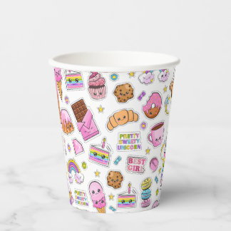 Pattern Funny Unicorn Magic Rainbow Cute Papieren Bekers